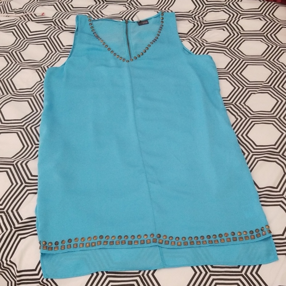 Sparkle & Fade Sky Blue Shift Dress with Pockets